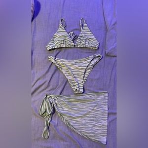 Green stripe bikini set